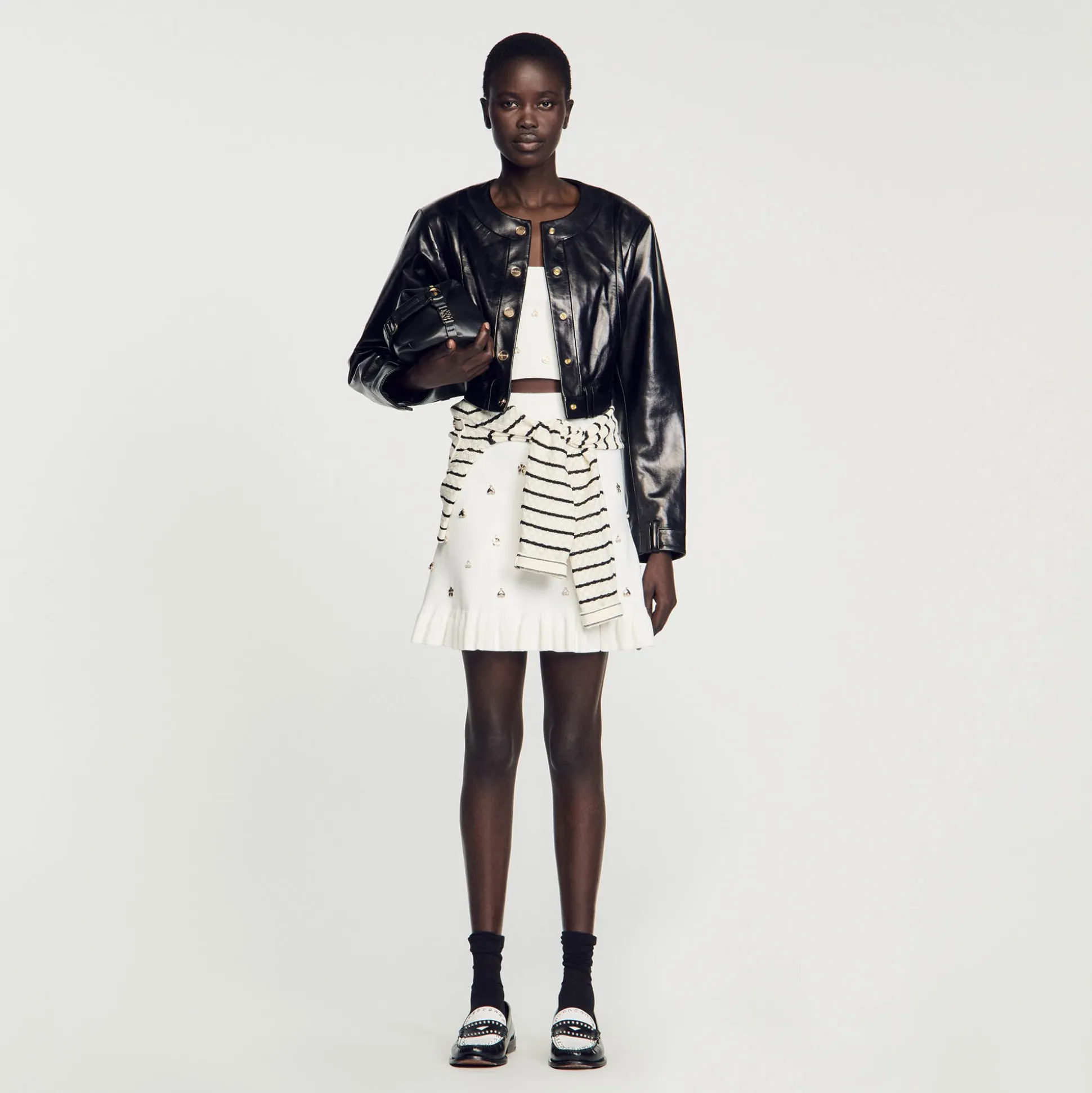 Blouson En Cuir Glacé
