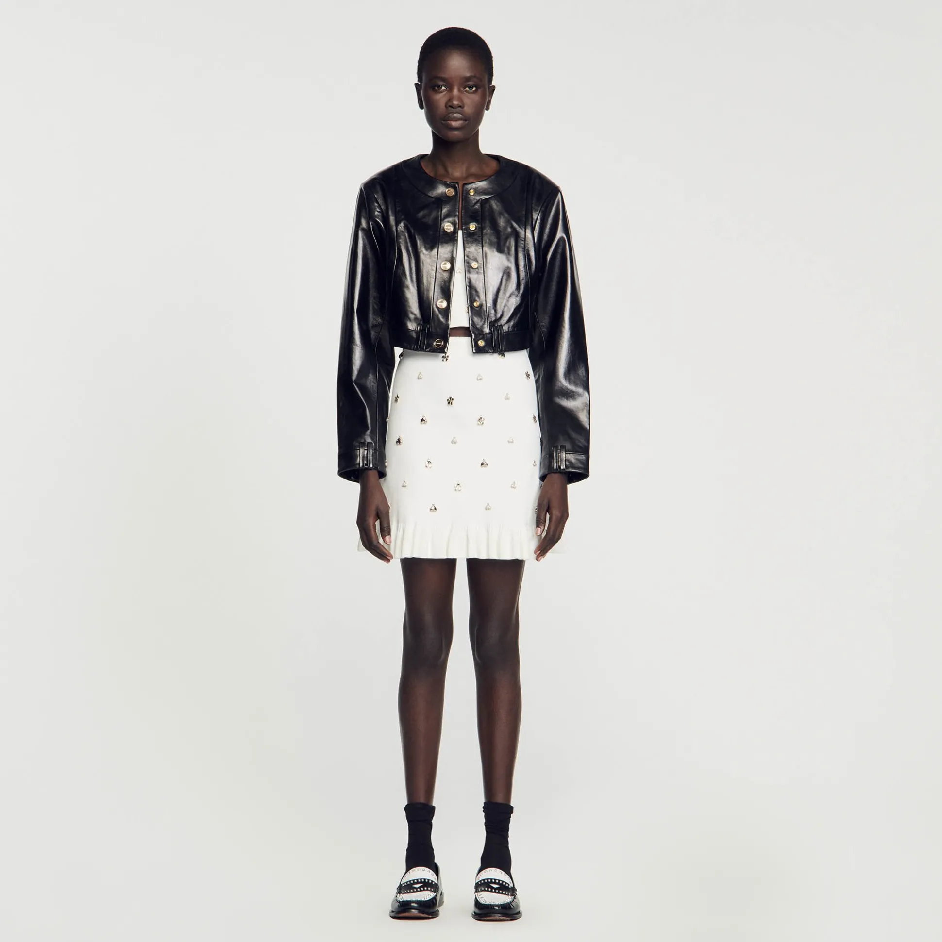 Blouson En Cuir Glacé