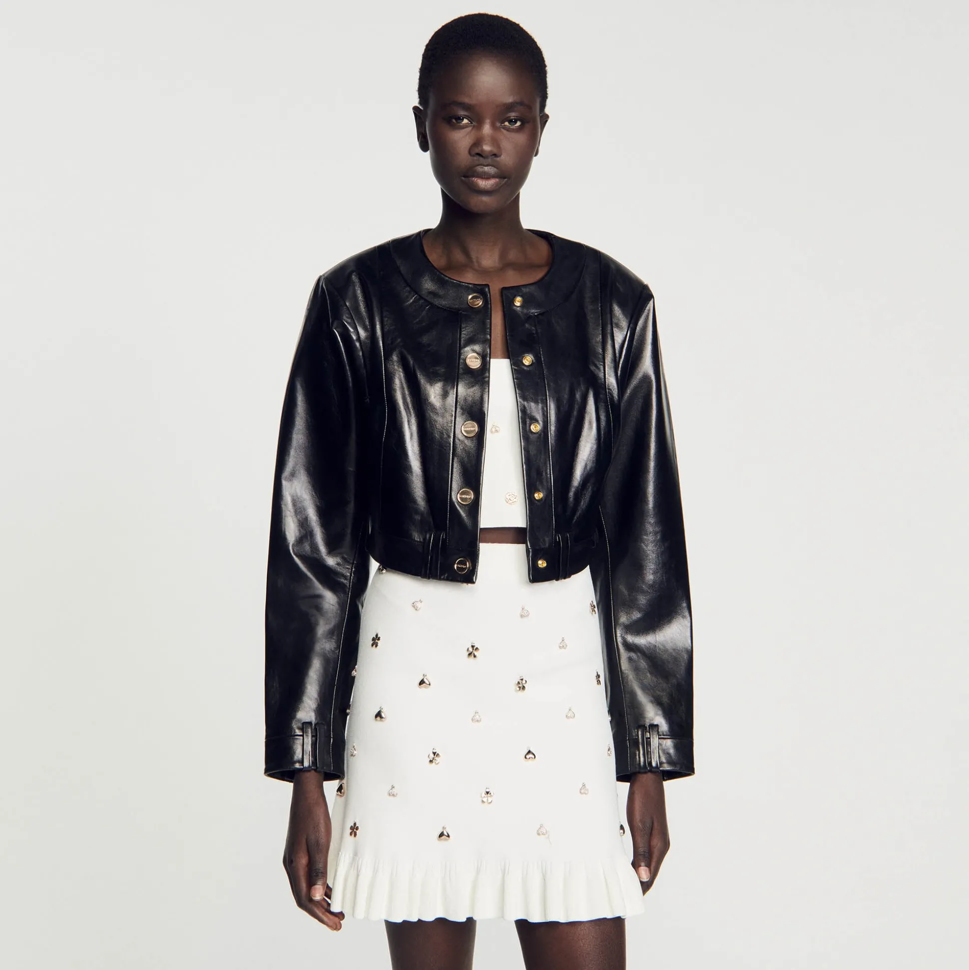 Blouson En Cuir Glacé