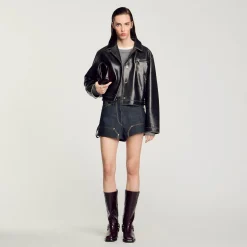 Blouson En Cuir Vieilli