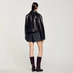 Blouson En Cuir Vieilli