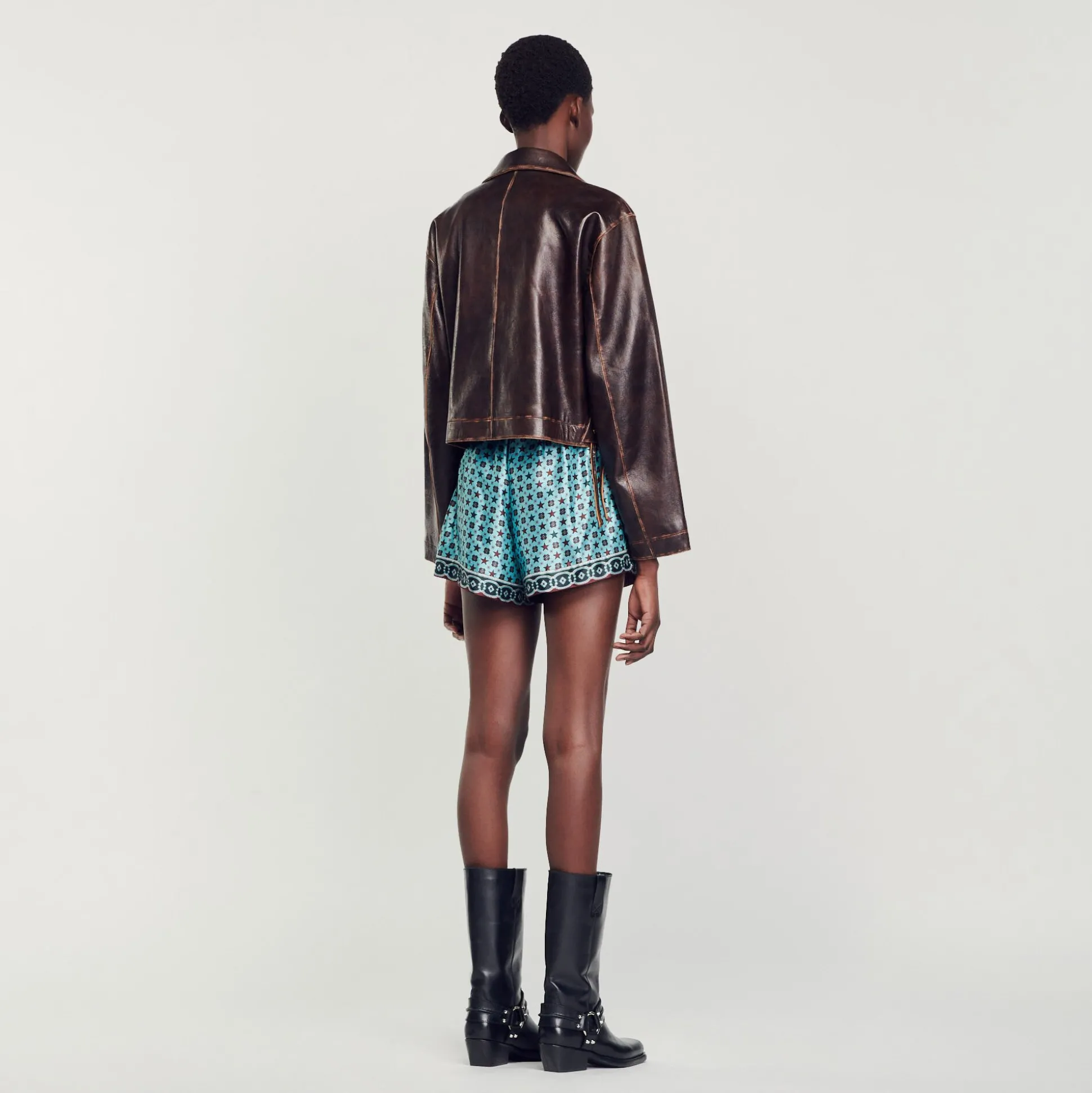 Blouson En Cuir Vieilli