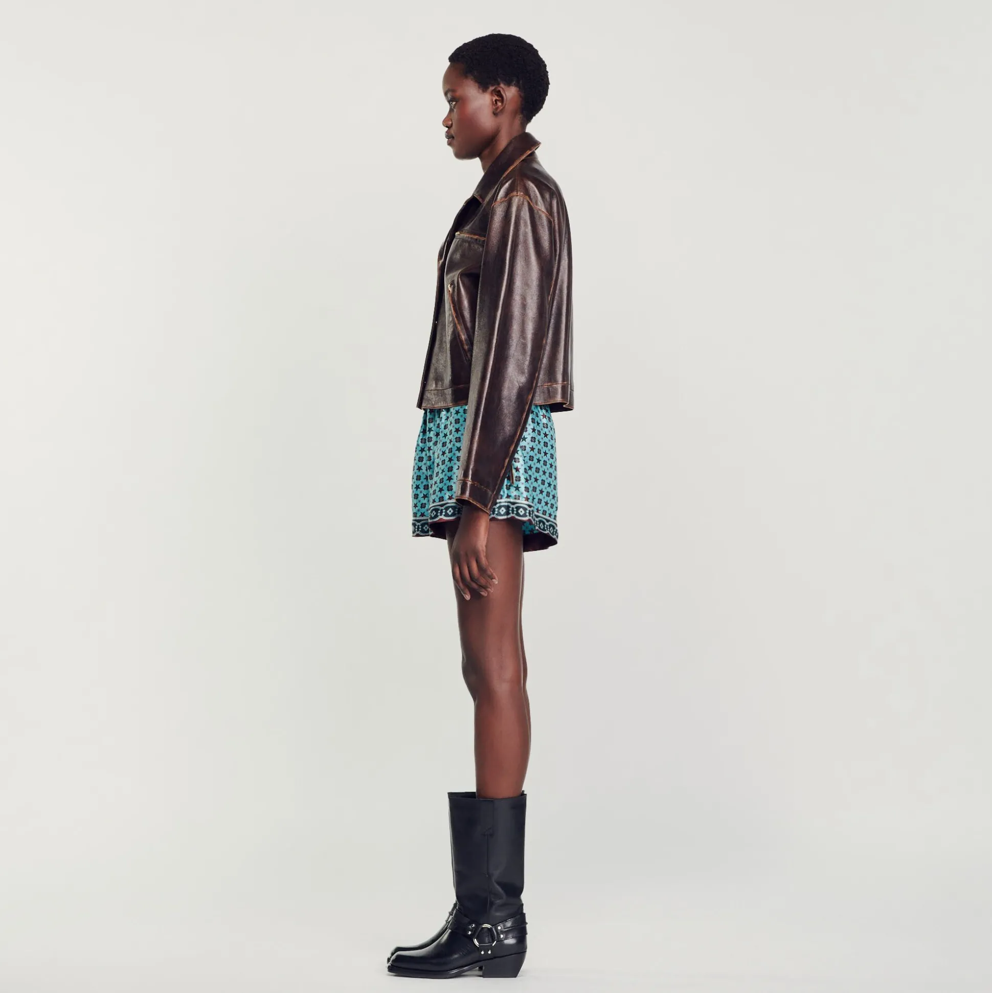 Blouson En Cuir Vieilli