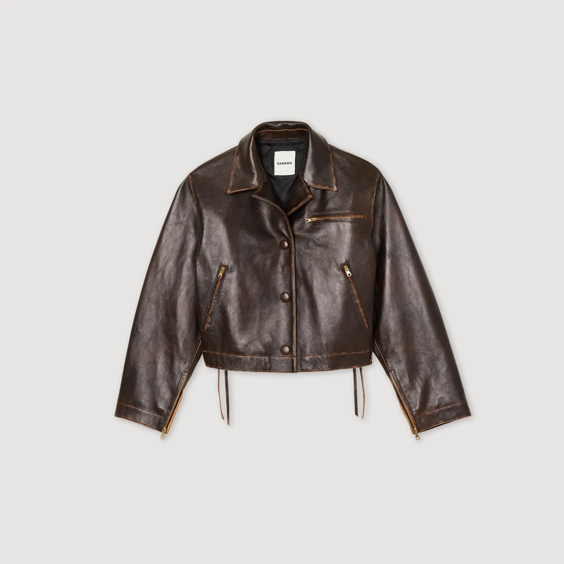 Blouson En Cuir Vieilli