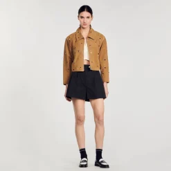 Blouson En Daim Orné De Studs