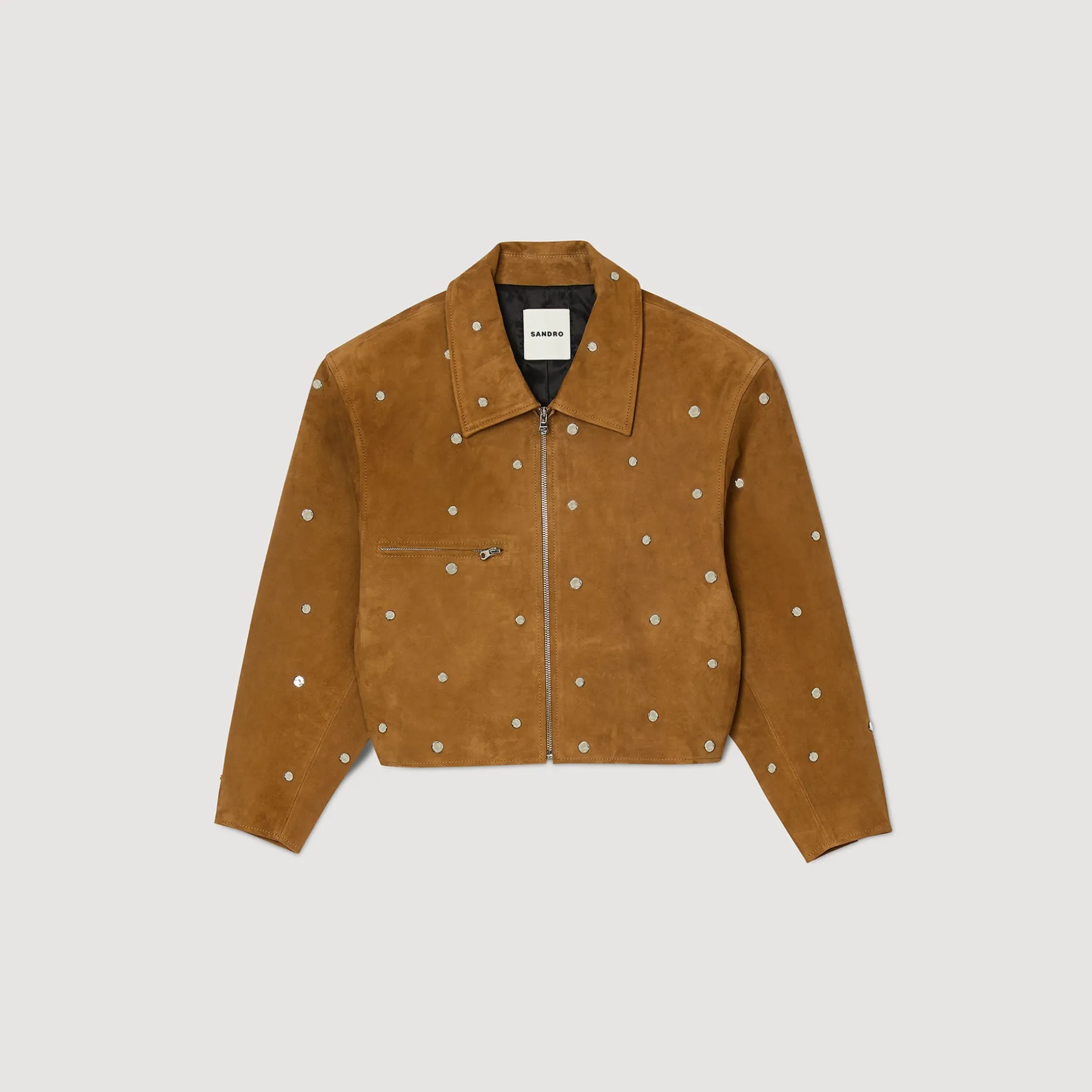 Blouson En Daim Orné De Studs