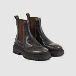 Boots Chelsea En Cuir Craquelé