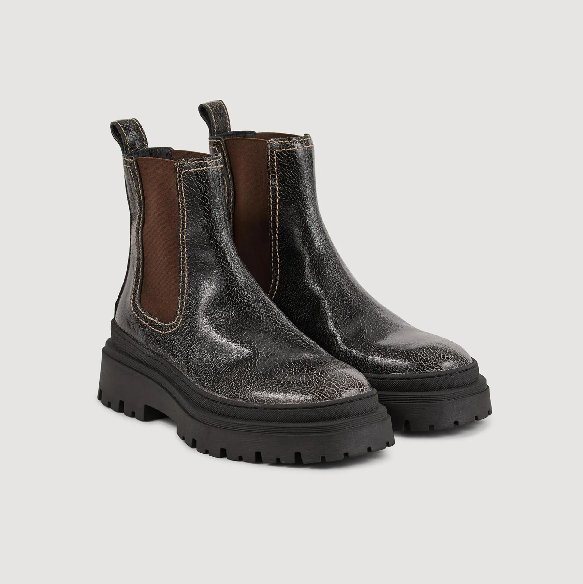 Boots Chelsea En Cuir Craquelé
