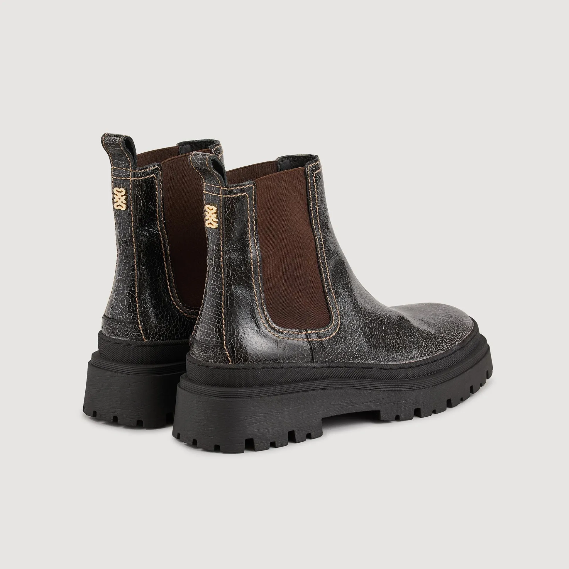 Boots Chelsea En Cuir Craquelé