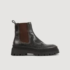 Boots Chelsea En Cuir Craquelé