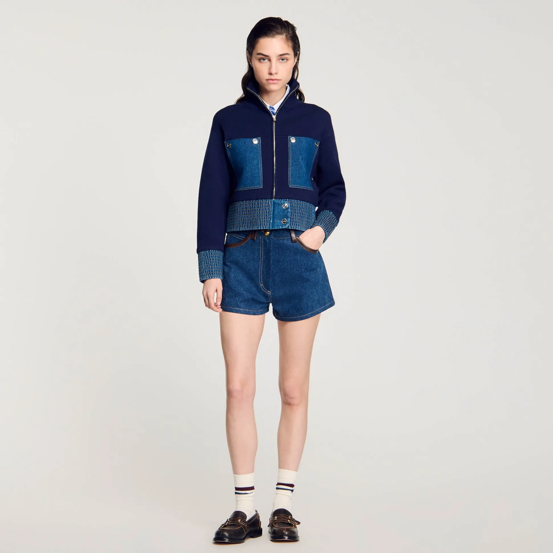 Cardicoat En Maille Et Denim