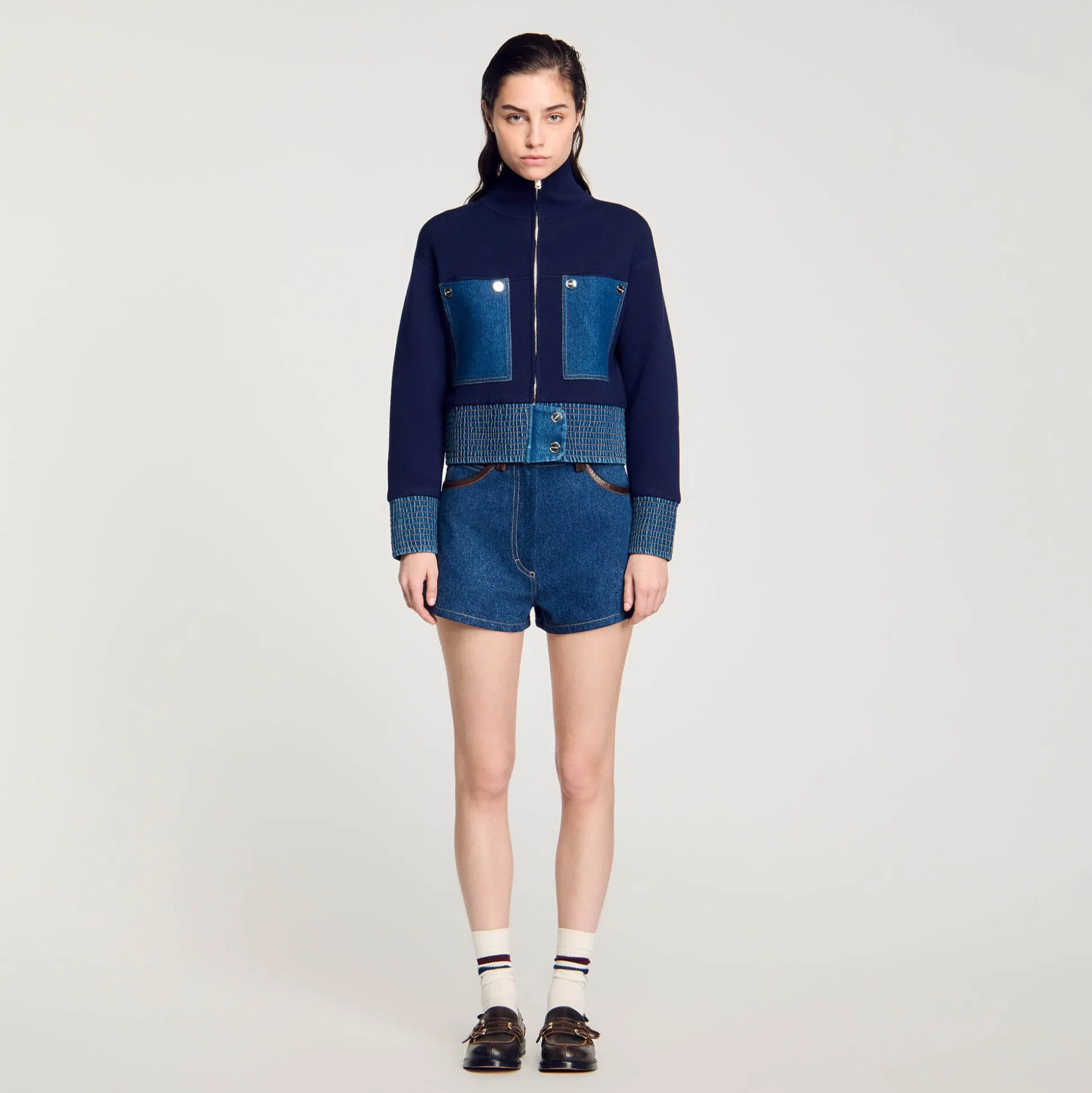 Cardicoat En Maille Et Denim