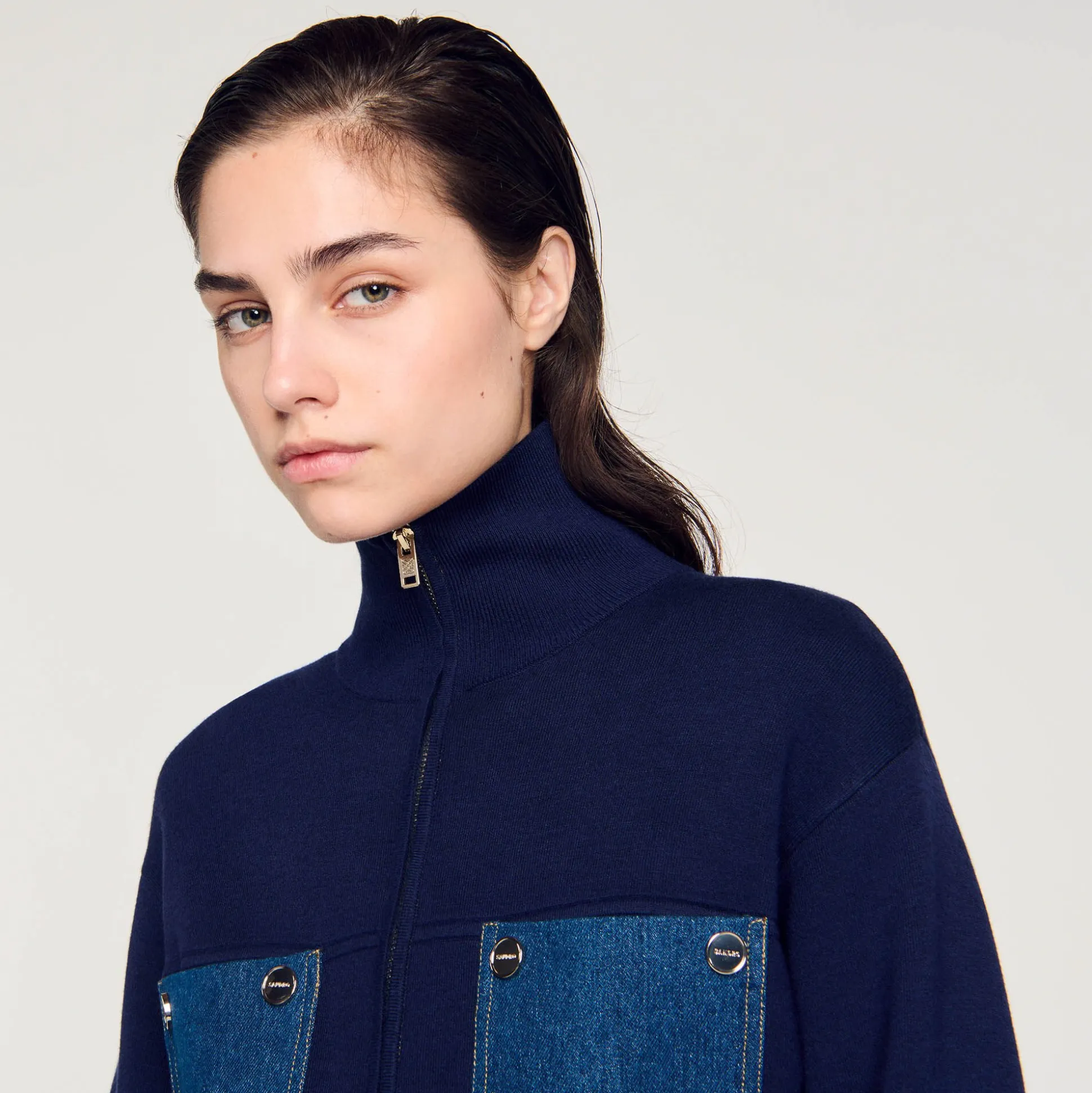 Cardicoat En Maille Et Denim