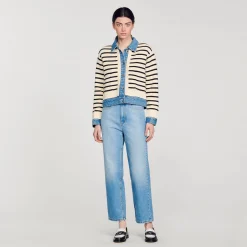 Cardicoat En Maille Rayée Et Denim