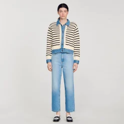 Cardicoat En Maille Rayée Et Denim