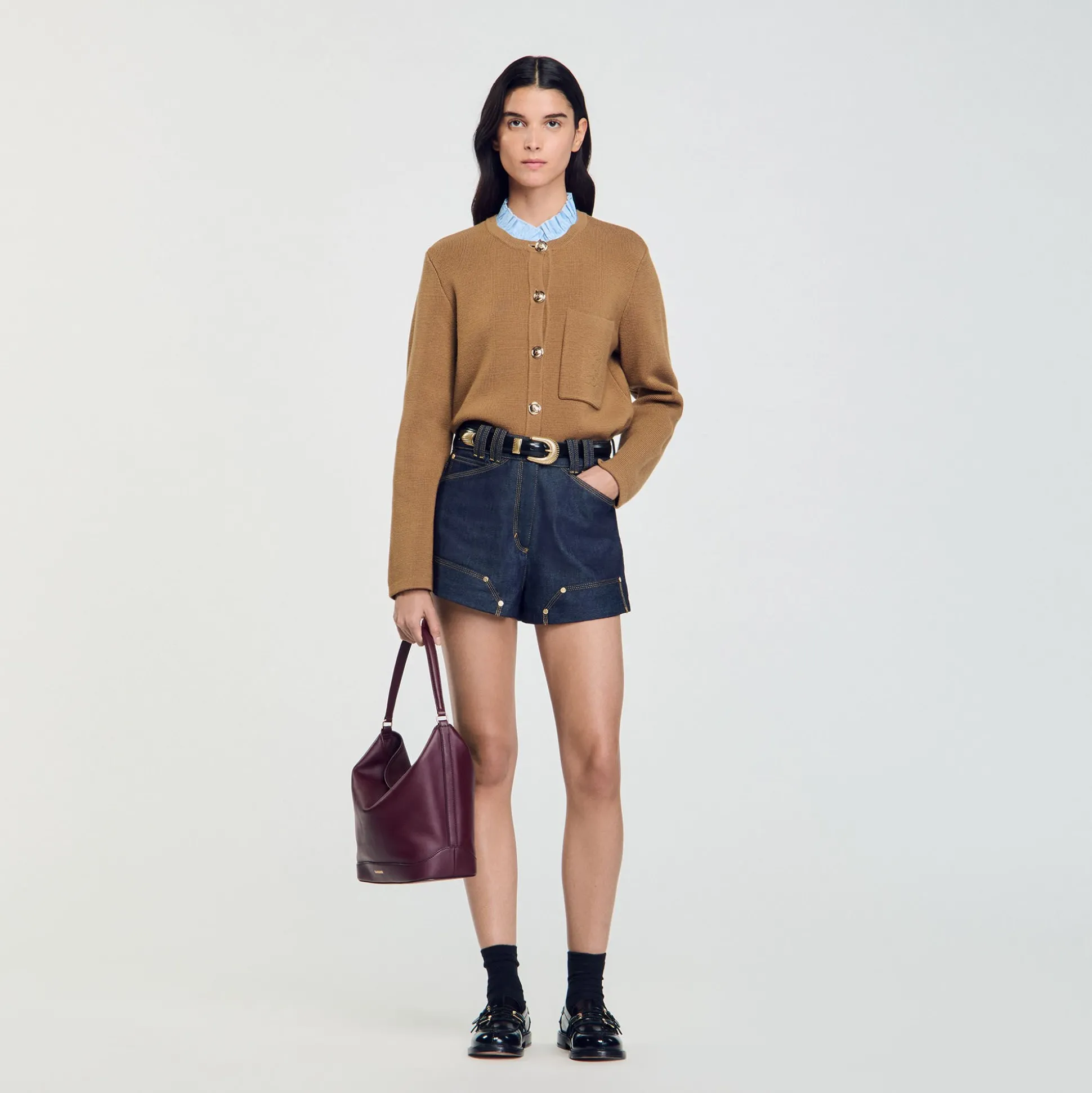 Cardigan à Col Volanté Amovible