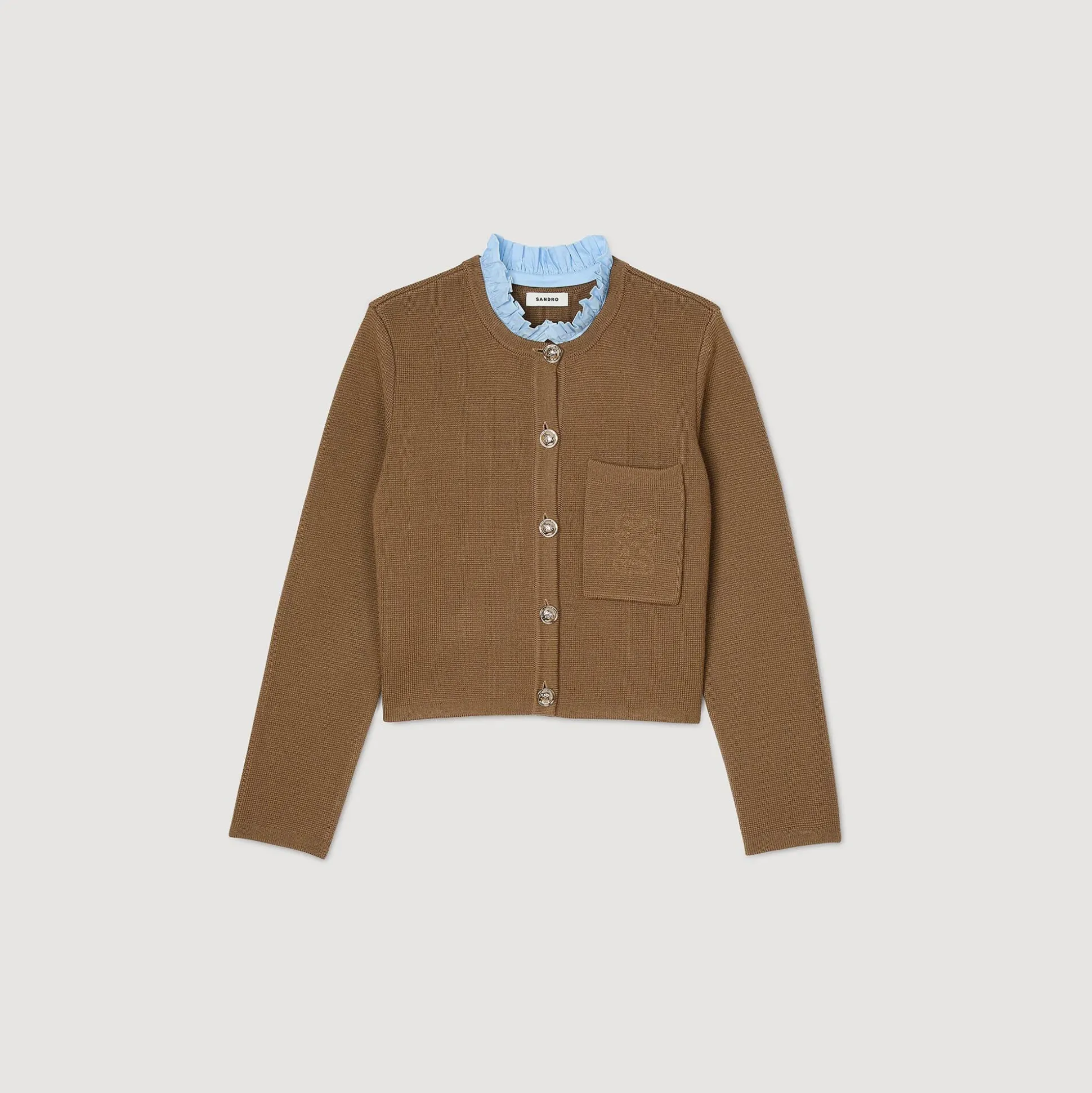Cardigan à Col Volanté Amovible