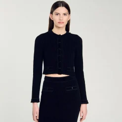 Cardigan Court En Maille Velours