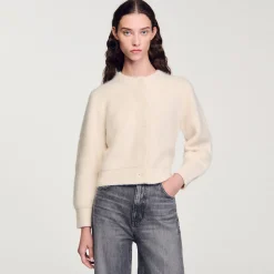 Cardigan Court En Maille Duveteuse