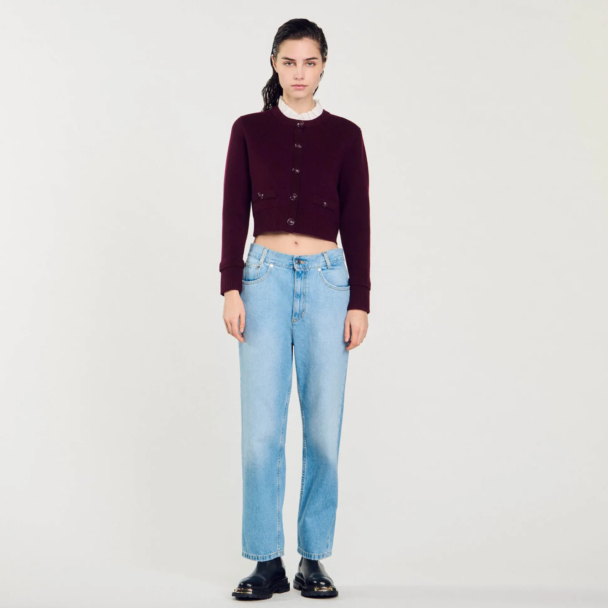 Cardigan En Maille à Col Amovible
