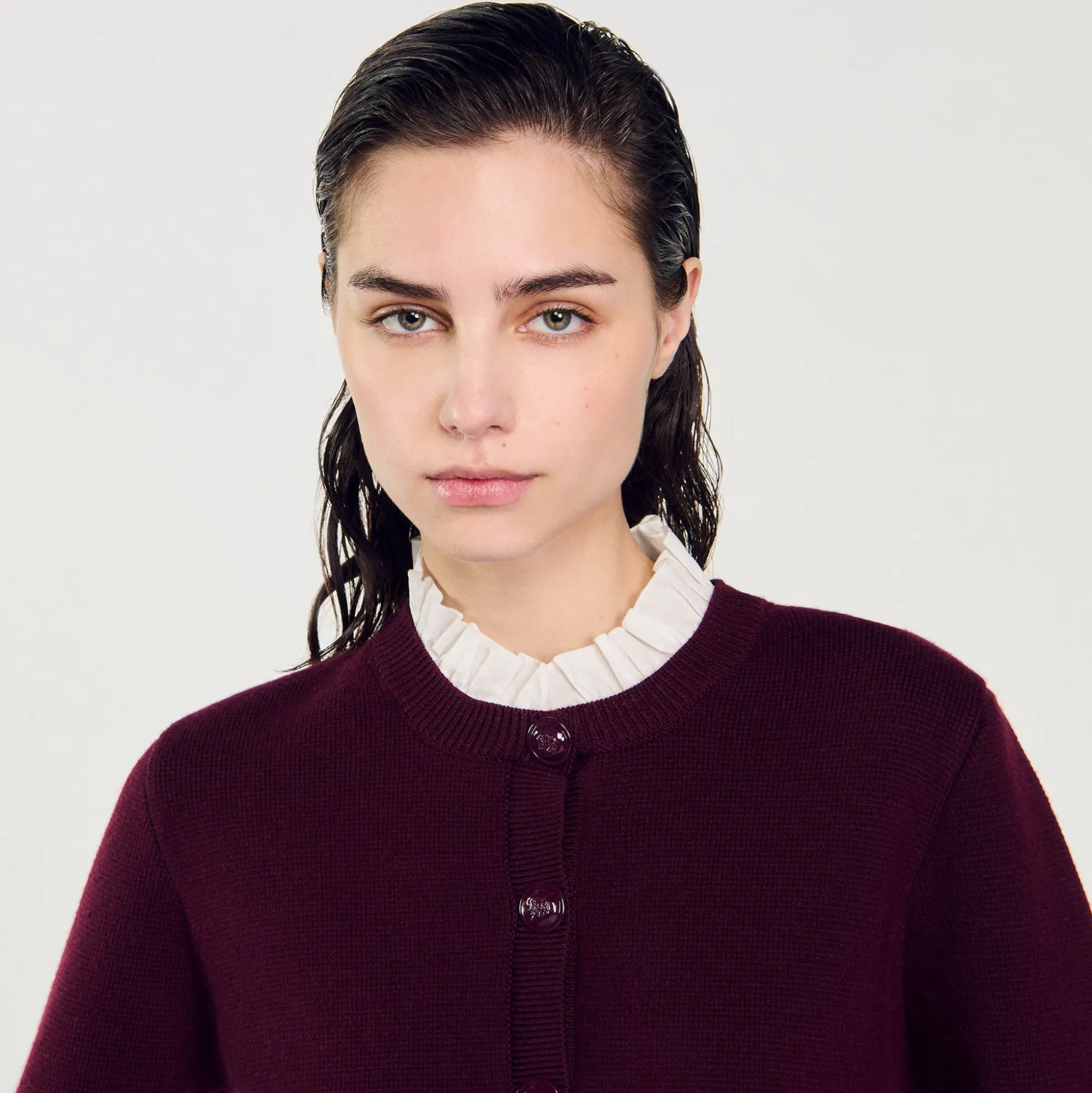 Cardigan En Maille à Col Amovible