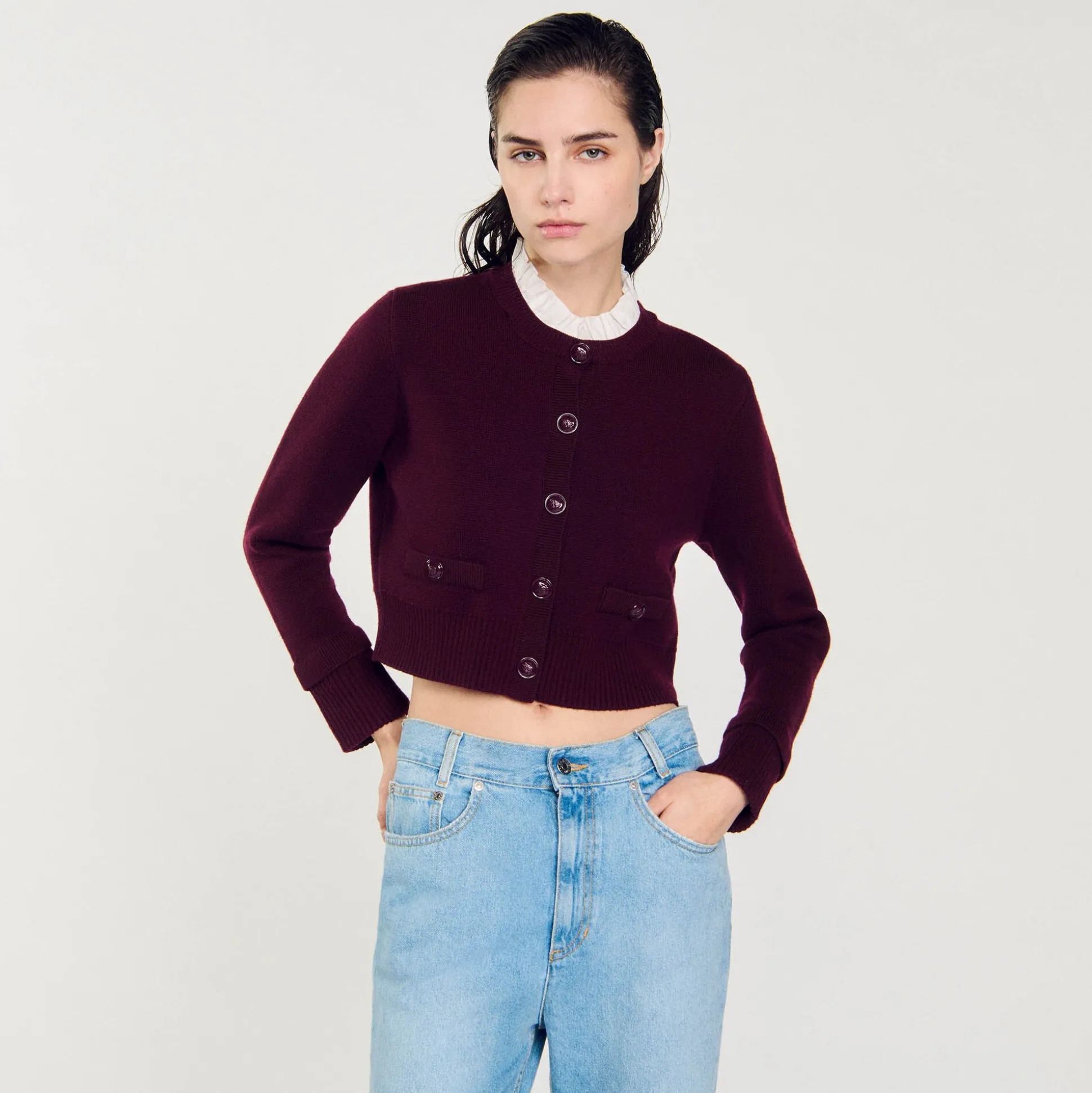 Cardigan En Maille à Col Amovible