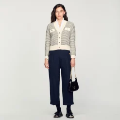 Cardigan En Maille à Rayures