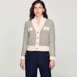 Cardigan En Maille à Rayures