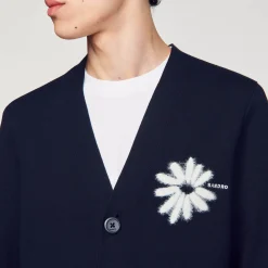 Cardigan En Maille Jacquard Fleur