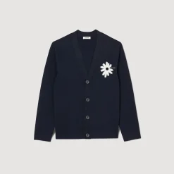 Cardigan En Maille Jacquard Fleur