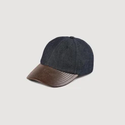 Casquette En Denim Et Cuir