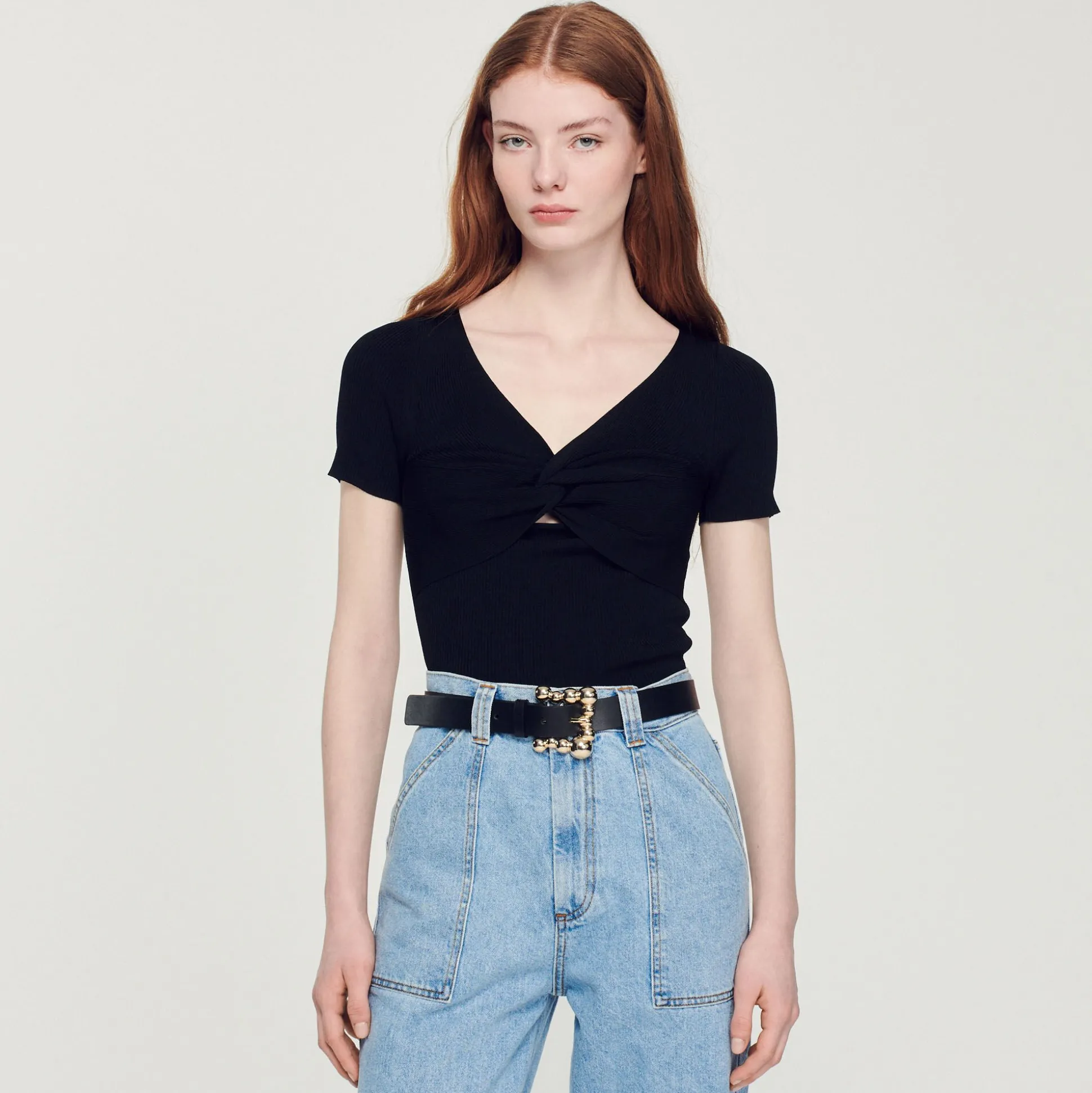 Ceinture Large En Cuir Et Boucle Carrée