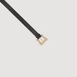 Ceinture Large En Cuir Et Boucle Carrée
