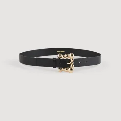 Ceinture Large En Cuir Et Boucle Carrée