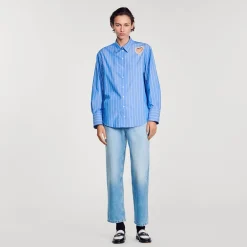 Chemise à Rayures Et Cœur Strassé