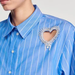 Chemise à Rayures Et Cœur Strassé