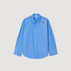 Chemise à Rayures Et Cœur Strassé