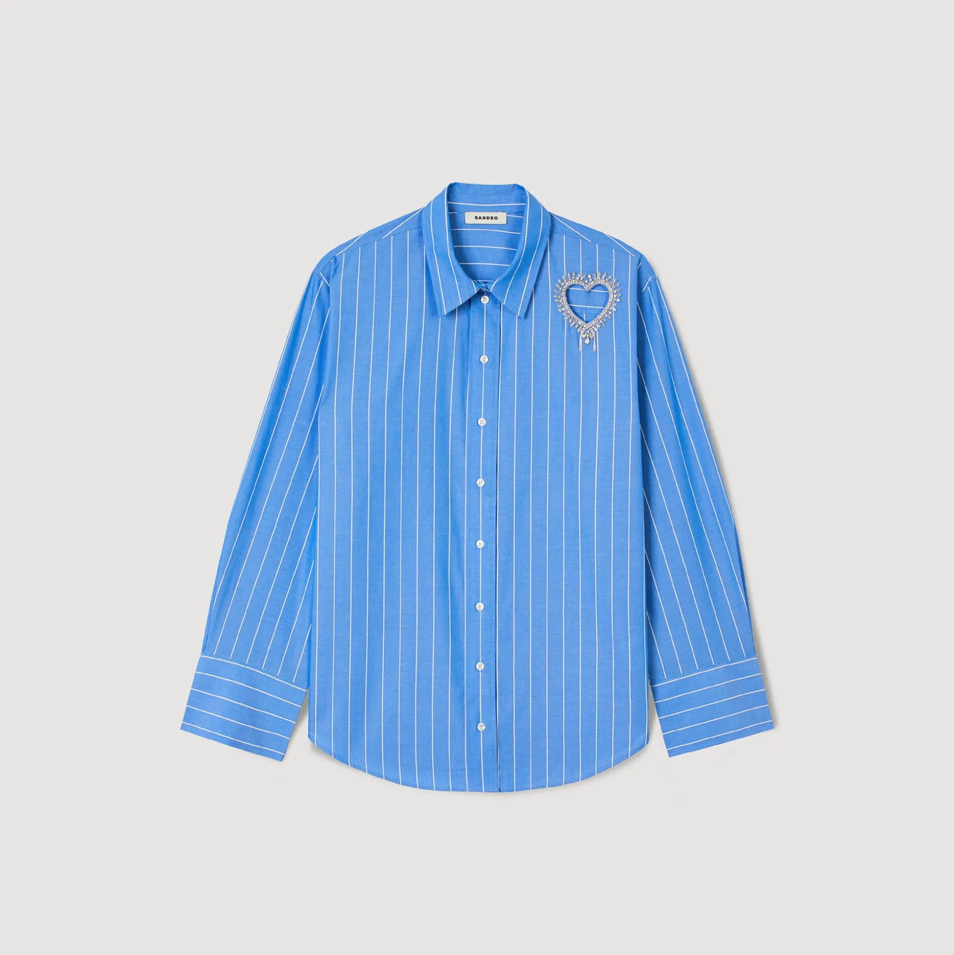 Chemise à Rayures Et Cœur Strassé