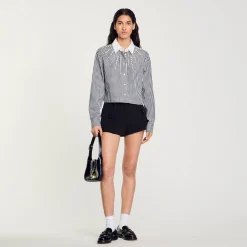 Chemise Courte à Plastron Strassé