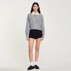 Chemise Courte à Plastron Strassé