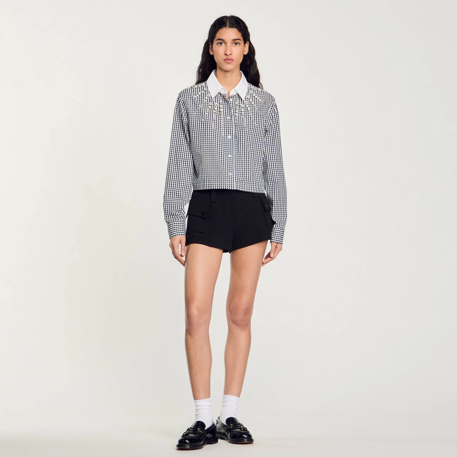 Chemise Courte à Plastron Strassé