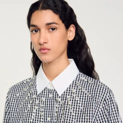 Chemise Courte à Plastron Strassé