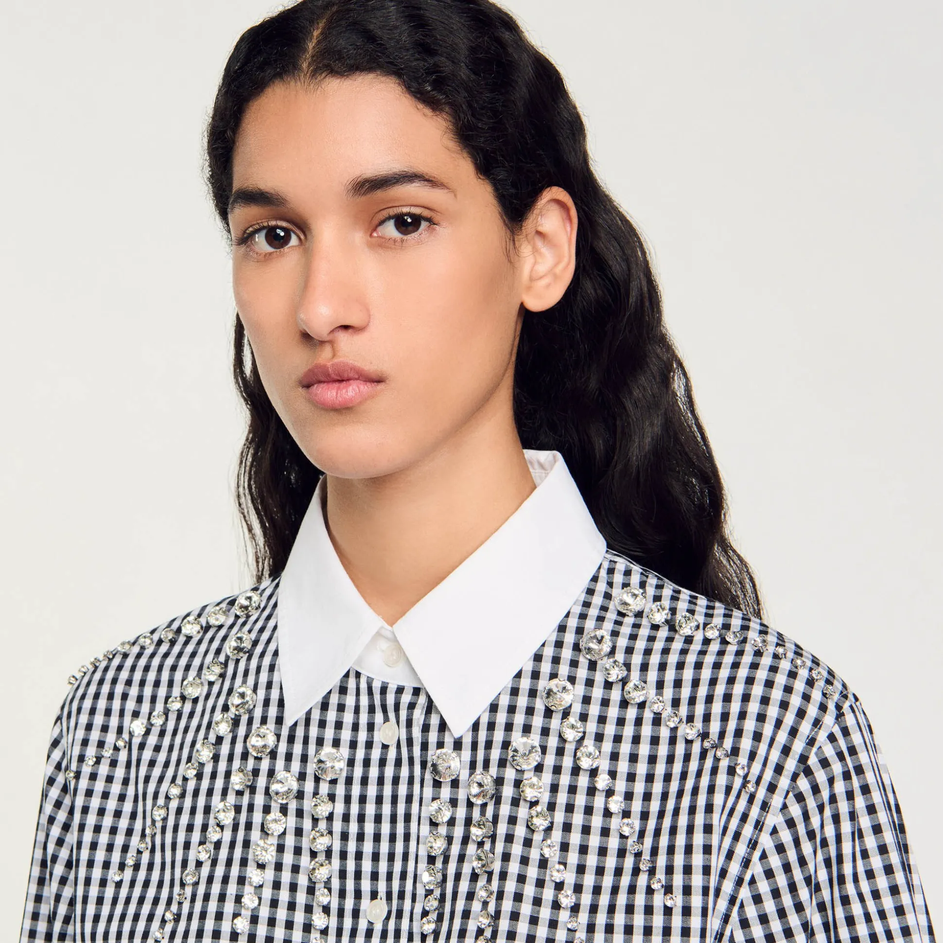 Chemise Courte à Plastron Strassé