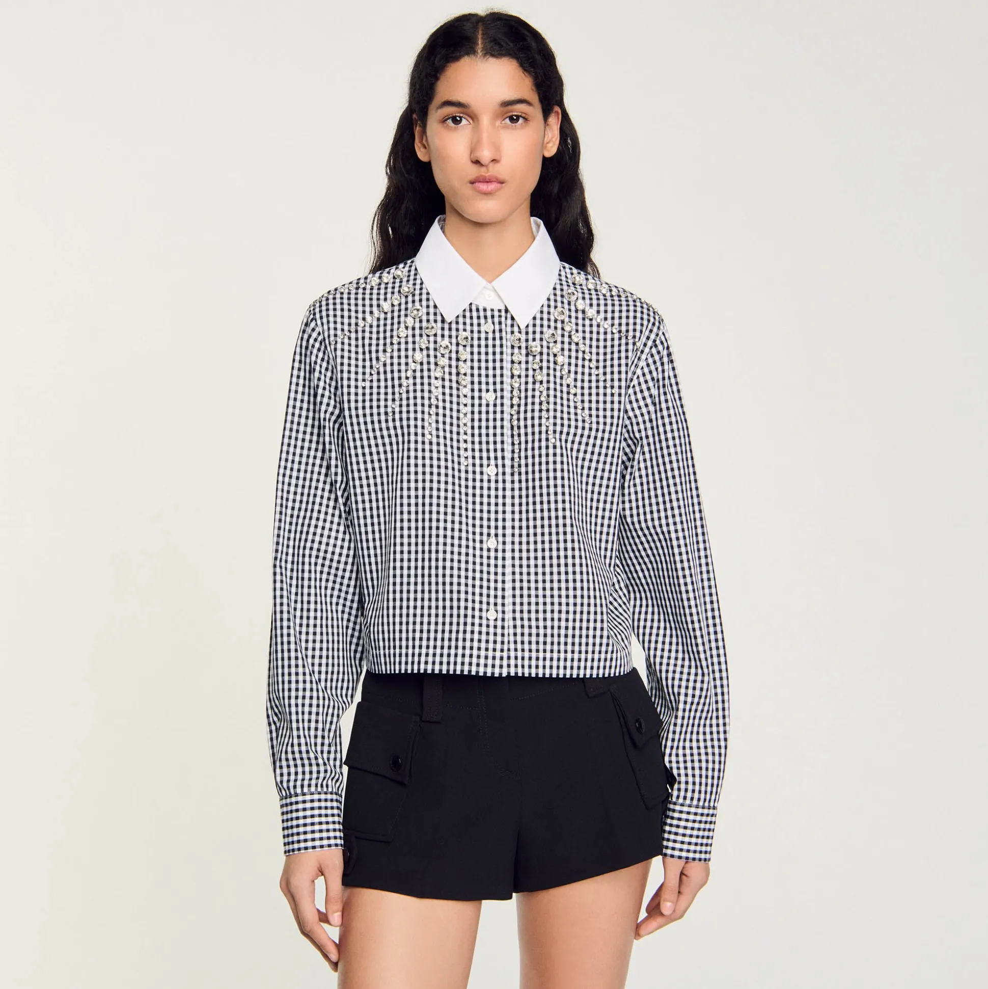 Chemise Courte à Plastron Strassé