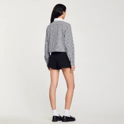 Chemise Courte à Plastron Strassé