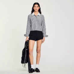 Chemise Courte à Plastron Strassé