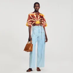 Chemise Courte En Soie Imprimée