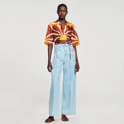 Chemise Courte En Soie Imprimée