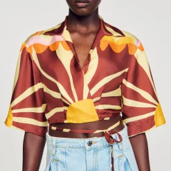 Chemise Courte En Soie Imprimée