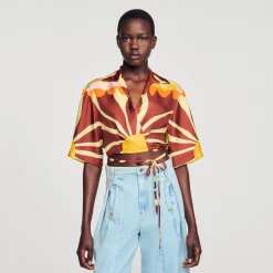 Chemise Courte En Soie Imprimée